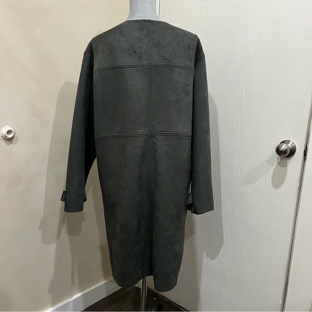NWT Tahari Faux Suede Long Jacket Coat